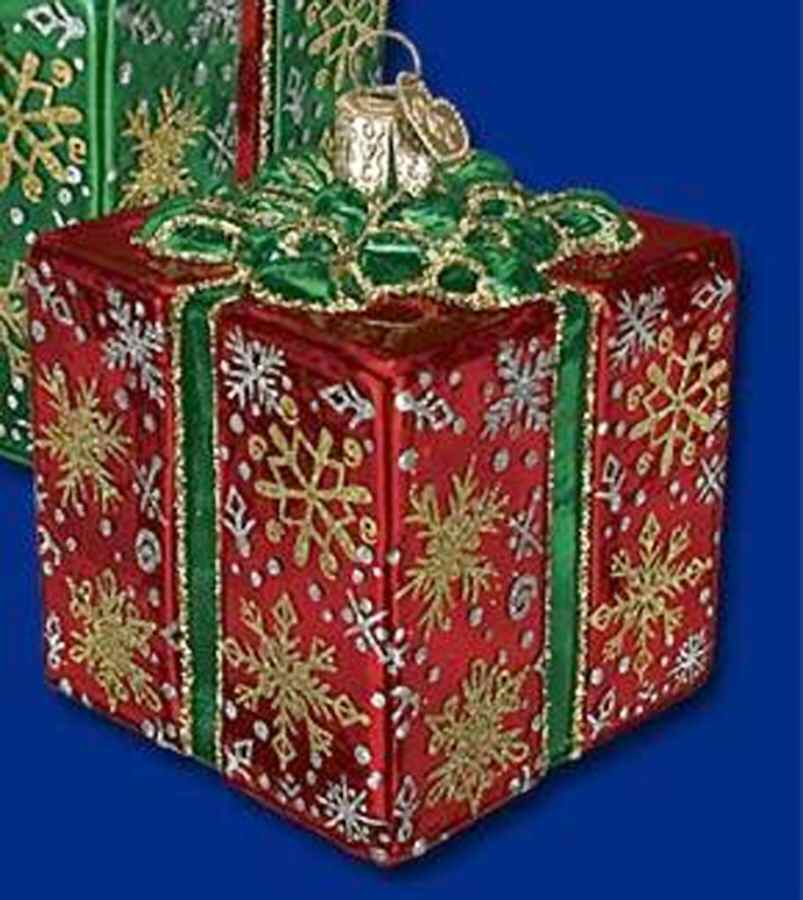 Old World Christmas Sparkling Present - Red - No Box Nb1778 by Old World Christmas (Newer)-1