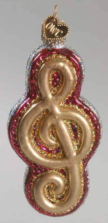 Music Treble Clef-Burgundy - No Box by Old World Christmas (Newer)-1