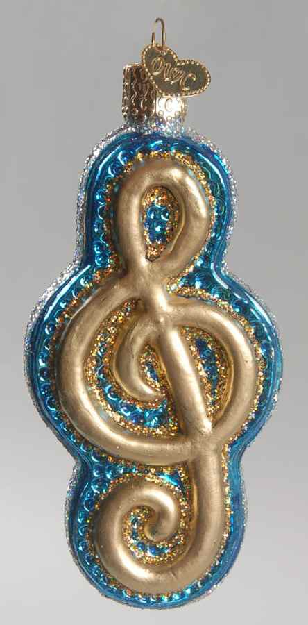 Music Treble Clef-Blue - No Box by Old World Christmas (Newer)-1