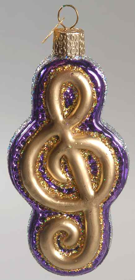 Music Treble Clef-Purple - No Box by Old World Christmas (Newer)-1