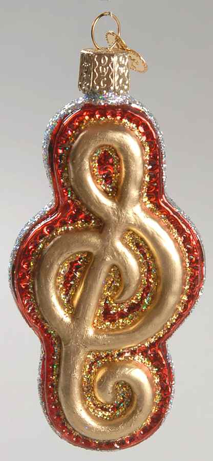 Music Treble Clef-Red - No Box by Old World Christmas (Newer)-1