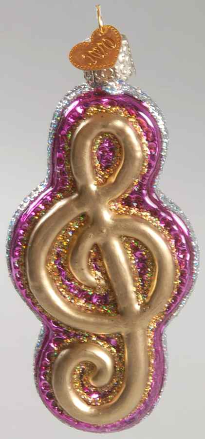 Music Treble Clef-Hot Pink - No Box by Old World Christmas (Newer)-1