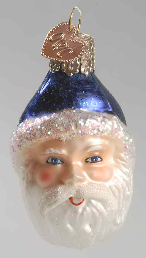 Santa and Mrs Claus Mini Santa Head - Blue - No Box by Old World Christmas (Newer)-1