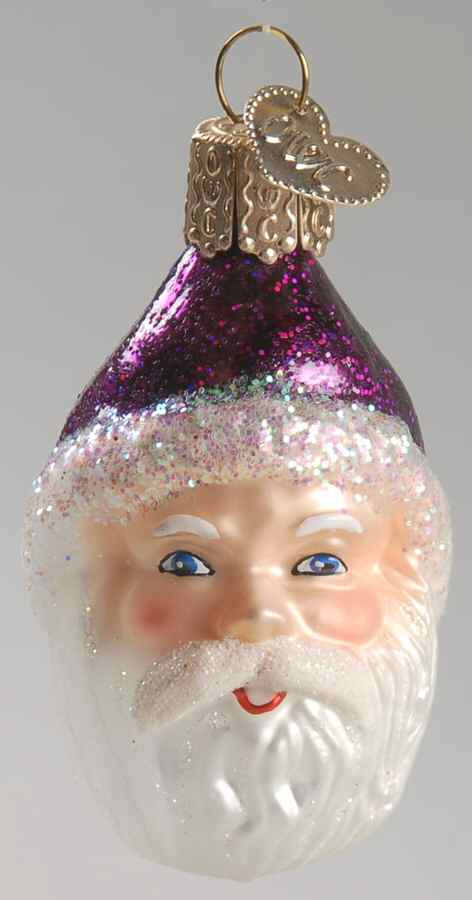 Santa and Mrs Claus Mini Santa Head - Purple - No Box by Old World Christmas (Newer)-1