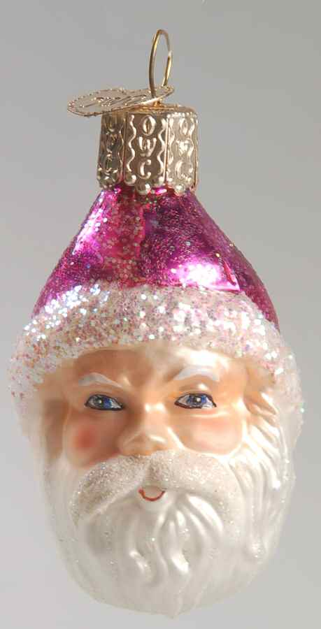 Santa and Mrs Claus Mini Santa Head - Pink - No Box by Old World Christmas (Newer)-1