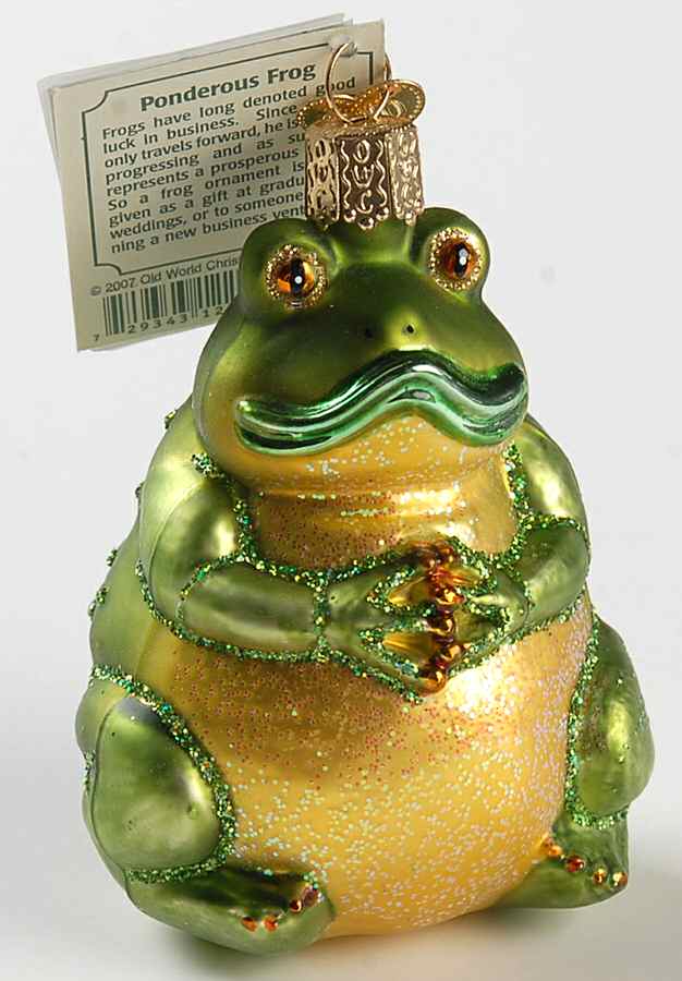 Fish and Marine Life Ponderous Frog-Glossy Green - No Box by Old World Christmas (Newer)-1