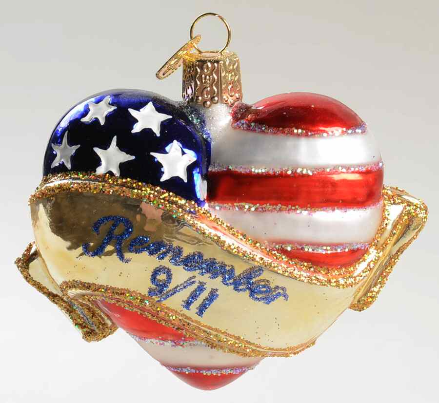 Patriotic Remembrance Heart 9-11-01 - No Box by Old World Christmas (Newer)-1