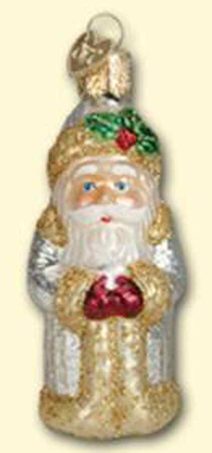 Old World Christmas Golden Glitter Santa - No Box Nb1996 by Old World Christmas (Newer)-1
