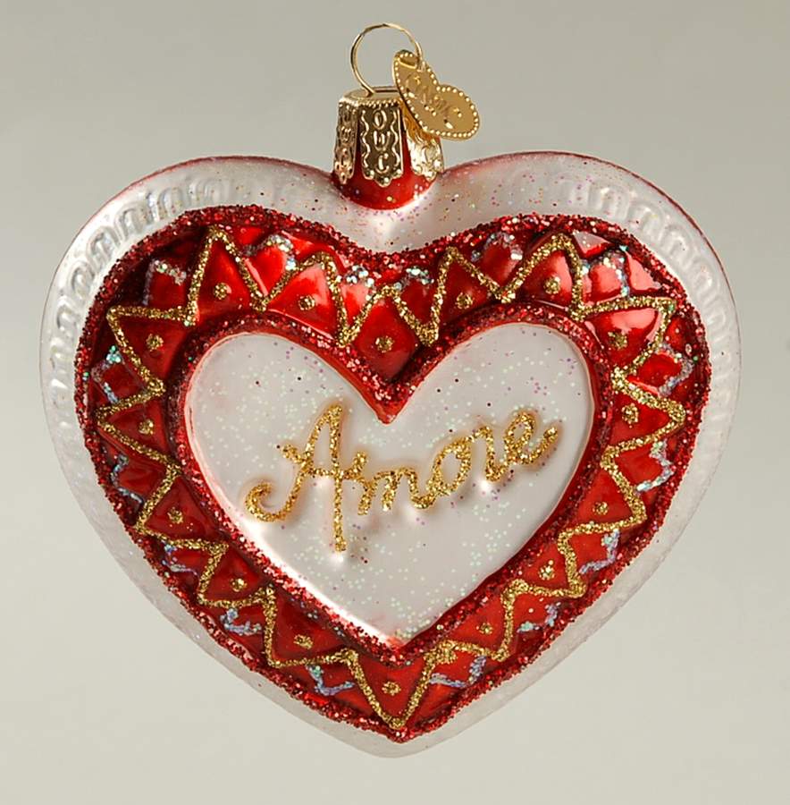 Hearts Amore Heart  - White Center - No Box by Old World Christmas (Newer)-1