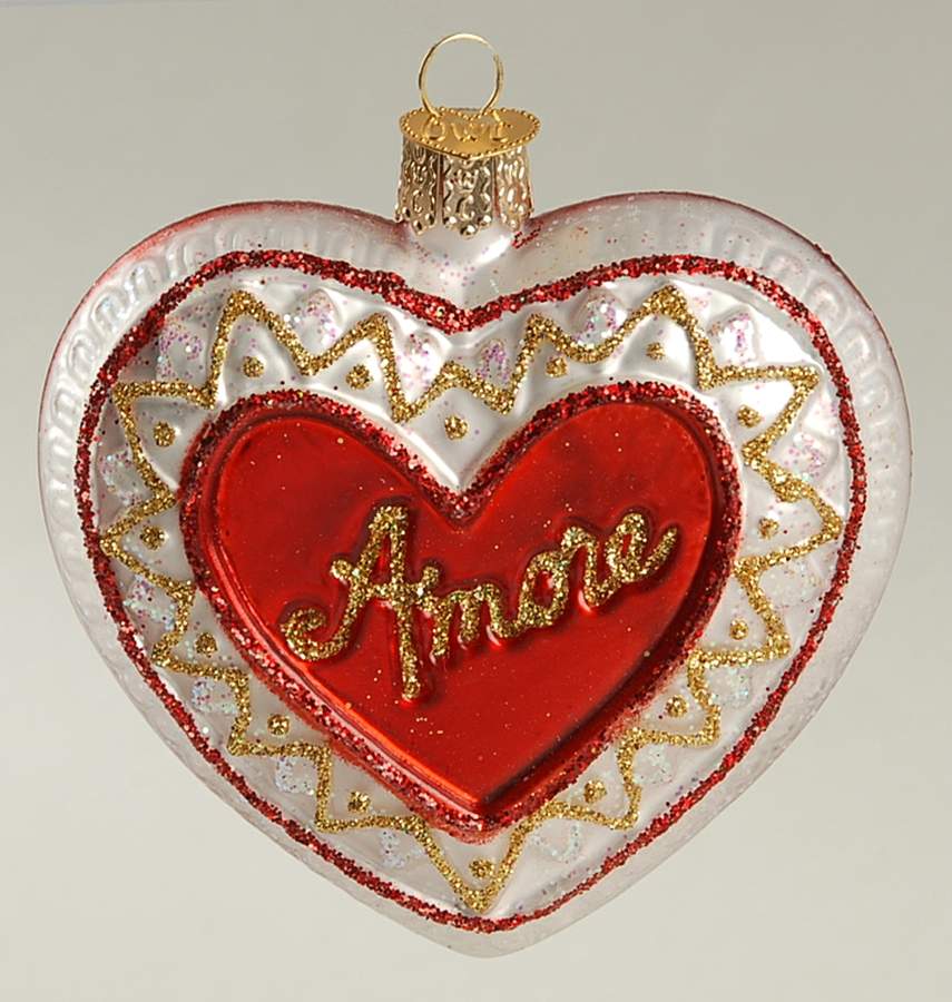 Hearts Amore Heart  - Red Center - No Box by Old World Christmas (Newer)-1