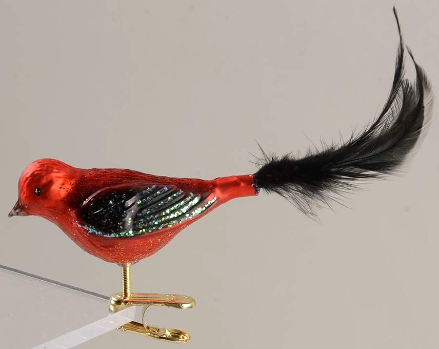 Birds - Clip-On Scarlet Tanager - No Box by Old World Christmas (Newer)-1