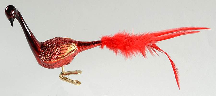Birds - Clip-On Garnet Peacock - No Box by Old World Christmas (Newer)-1