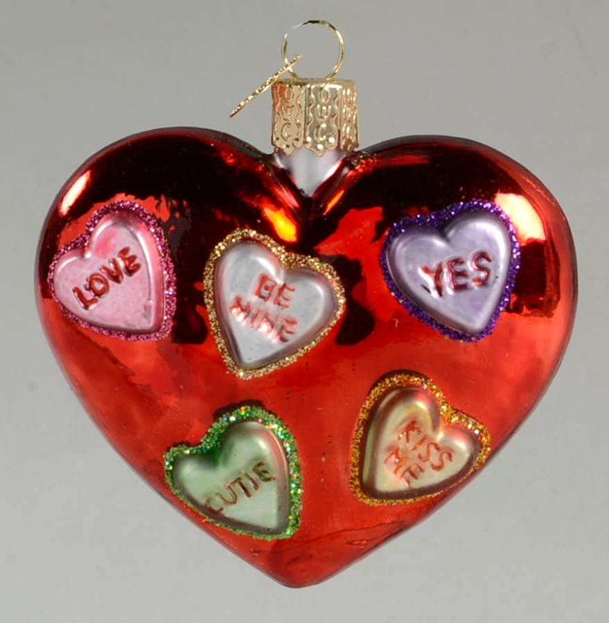 Hearts Candy Heart - No Box by Old World Christmas (Newer)-1