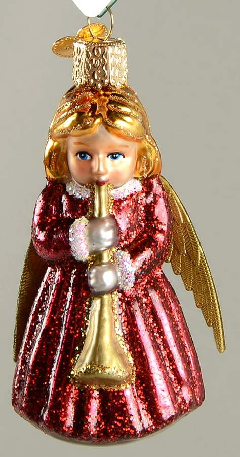 Old World Christmas Angel With Horn - Red - No Box Nb2045 by Old World Christmas (Newer)-1