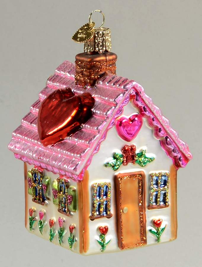 Old World Christmas Sweetheart Cottage Pink - No Box Nb2171 by Old World Christmas (Newer)-1