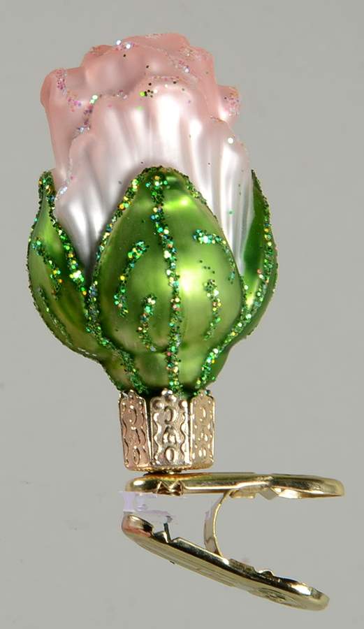 Old World Christmas Clip-On Rosebud - Light Pink - No Box Nb2133 by Old World Christmas (Newer)-1