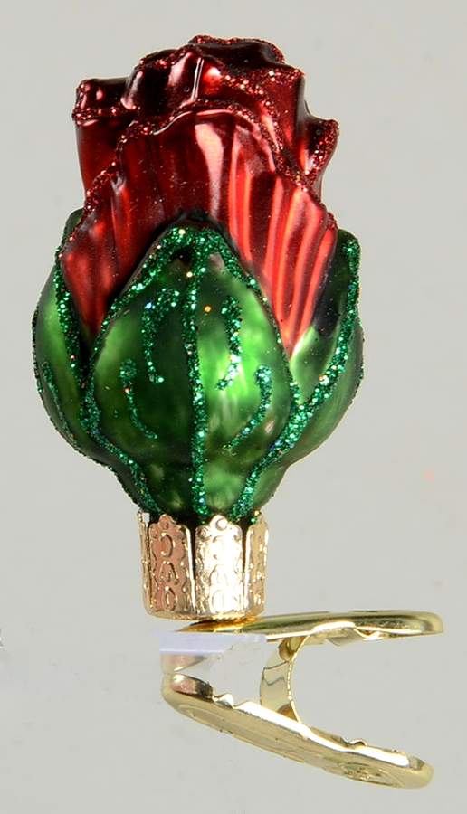 Old World Christmas Clip-On Rosebud - Red - No Box Nb2132 by Old World Christmas (Newer)-1