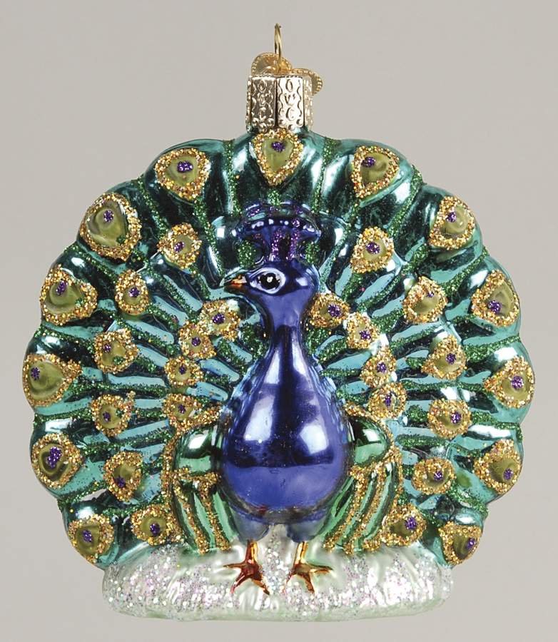 Birds-Hanging Proud Peacock - No Box by Old World Christmas (Newer)-1