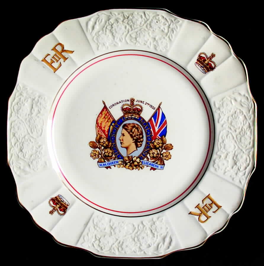 Myott Royalty Giftware Coronation-Queen Elizabeth Ii - Square Collector Plate by Myott Staffordshire-1