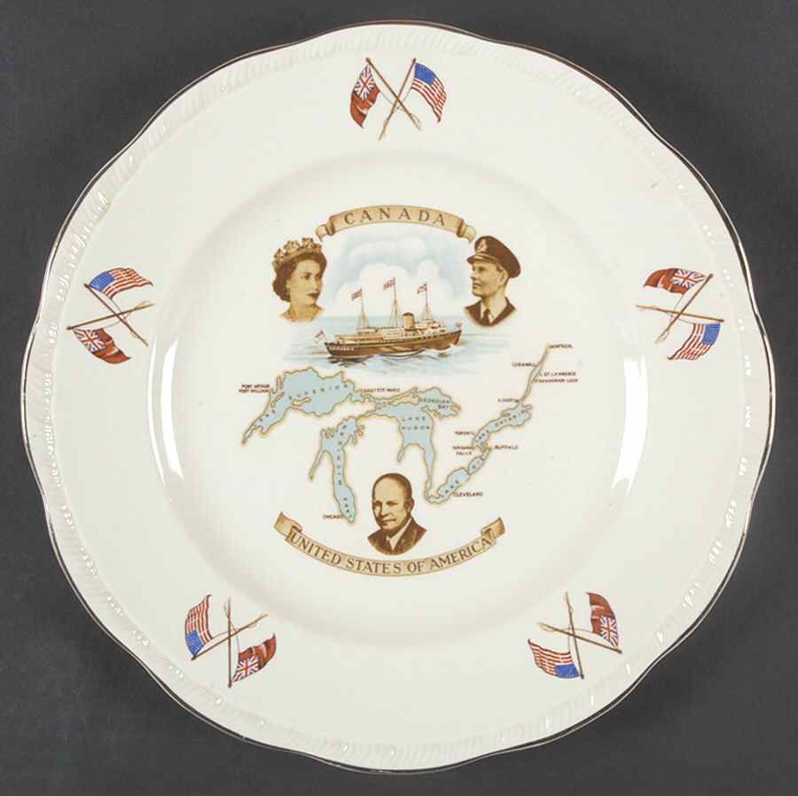 Alfred Meakin Royalty Giftware St Lawrence Seaway-Elizabeth Ii Plate - No Box by Alfred Meakin-1