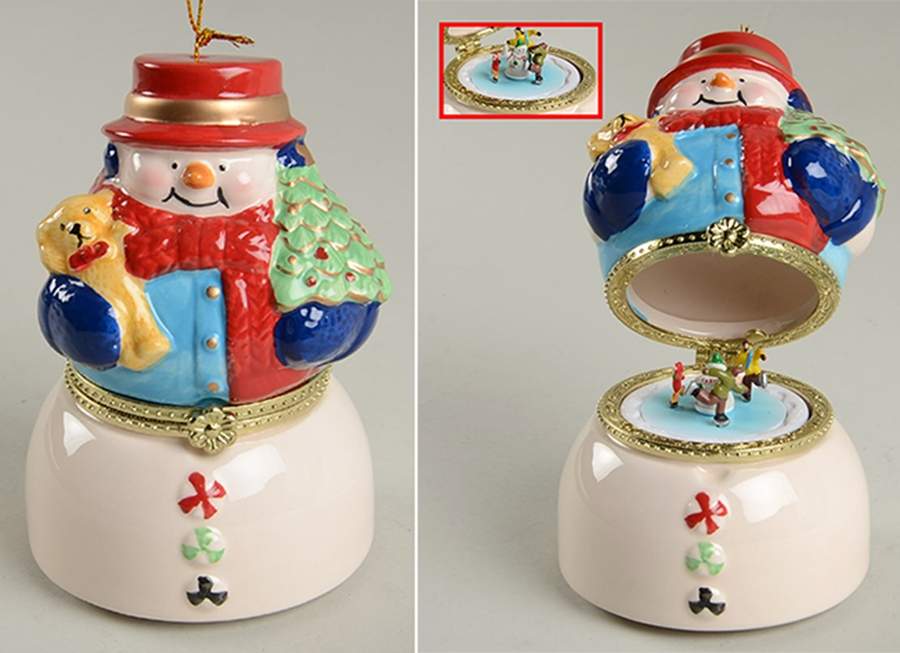 Hinged Box Ornaments Snowman-We Wish You A Merry Christmas - With Box by Mr Christmas-1
