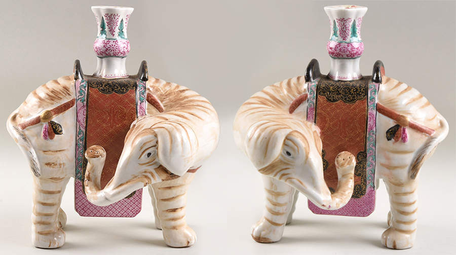 Mottahedah Giftware & Figurines Elephant Candlestick- Pair  - No Box by Mottahedeh-1
