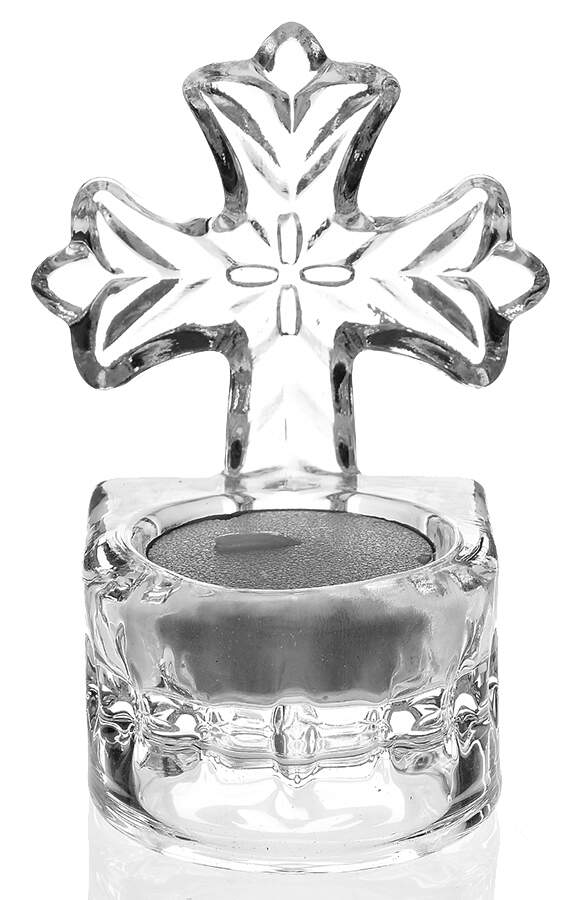 Rejoice Nativity 3.75in Cross Tealight Holder - Boxed by Mikasa-1