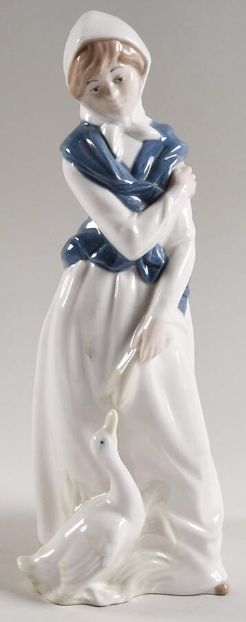 Mirmasu Porcelain Figurine Girl With Shawl & Duck - No Box by Mirmasu Porcelain-1