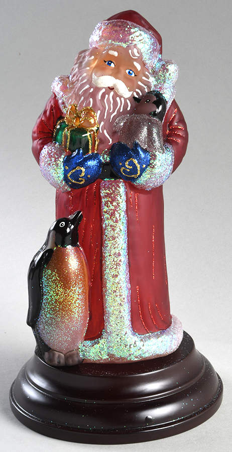 Lights Santa With Penguin Pals - Boxed by Old World Christmas (Newer)-1