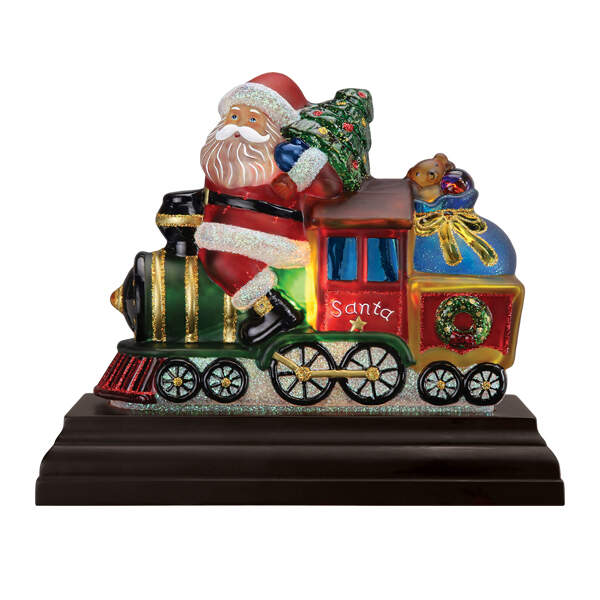 Lights Santa On Locomotive - Boxed by Old World Christmas (Newer)-1