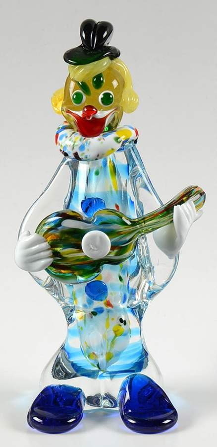 Murano Figurines Clown With Guitar - No Box by Murano Glass-1