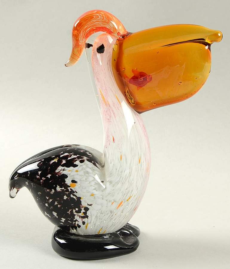 Murano Figurines Pelican-Orange Beak And Head - No Box by Murano Glass-1