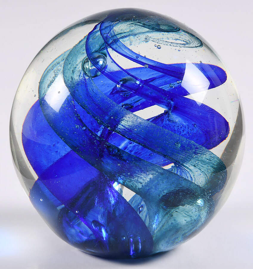 Murano Figurines Blue Swirls Paperweight - No Box by Murano Glass-1