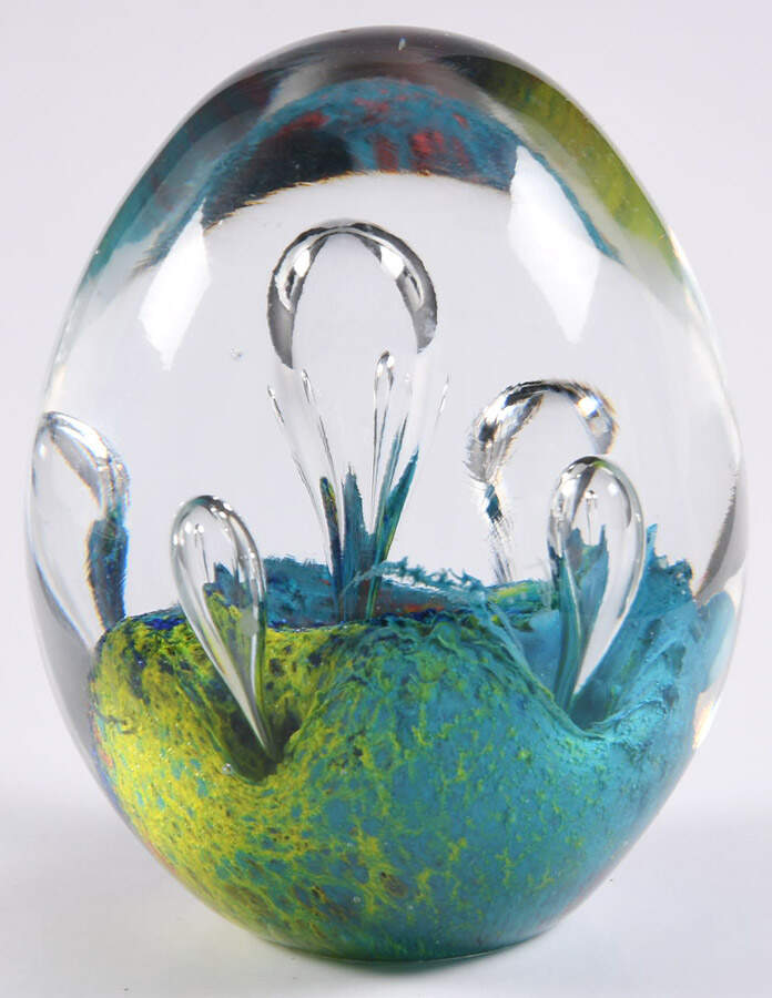 Murano Figurines Egg Shape Paperweight Bubbles - No Box by Murano Glass-1
