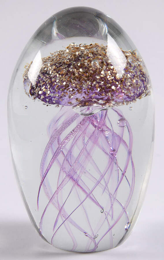 Murano Figurines Jellyfish Paperweight-Purple/Gold - No Box by Murano Glass-1