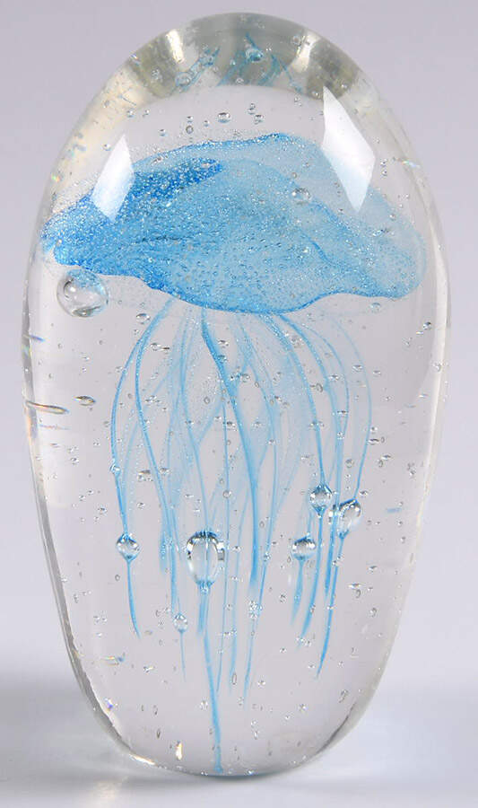 Murano Figurines Jellyfish Paperweight-Clear/Blue - No Box by Murano Glass-1