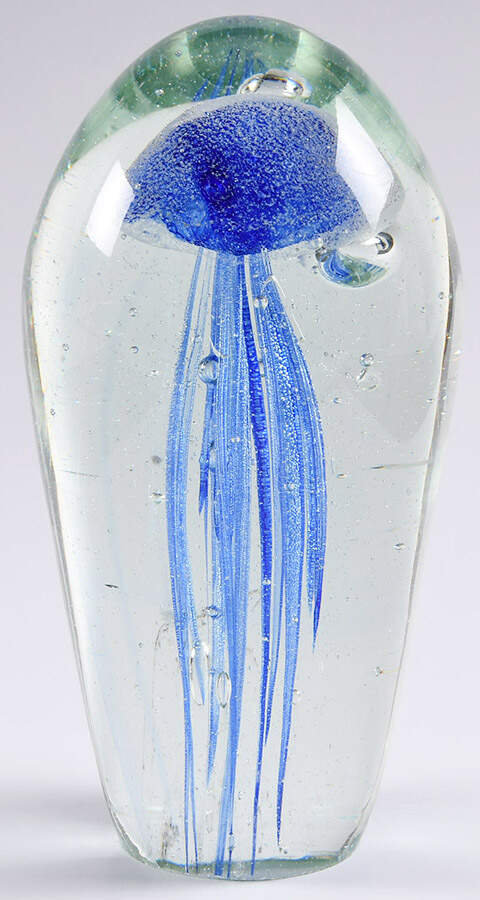Murano Figurines Jellyfish Paperweight-Green/Blue - No Box by Murano Glass-1