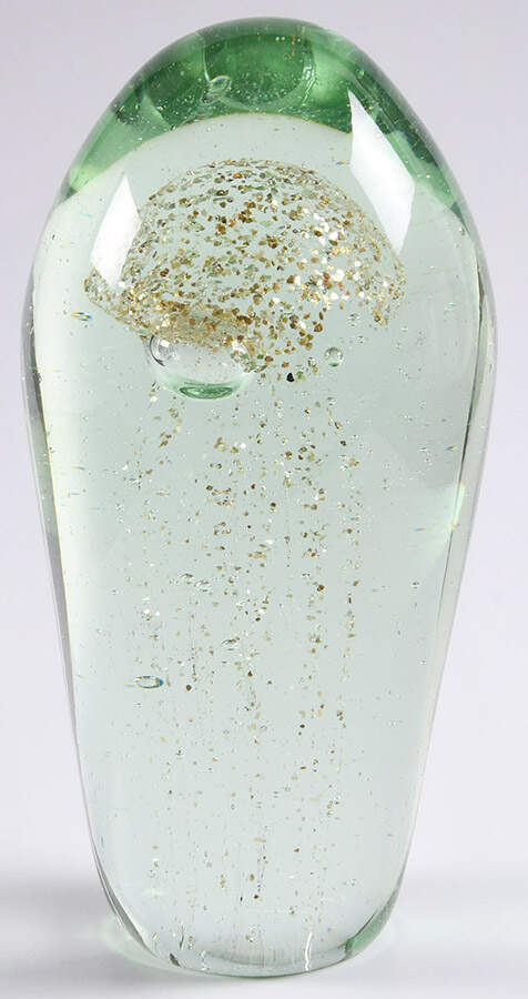 Murano Figurines Jellyfish Paperweight-Green/Gold - No Box by Murano Glass-1