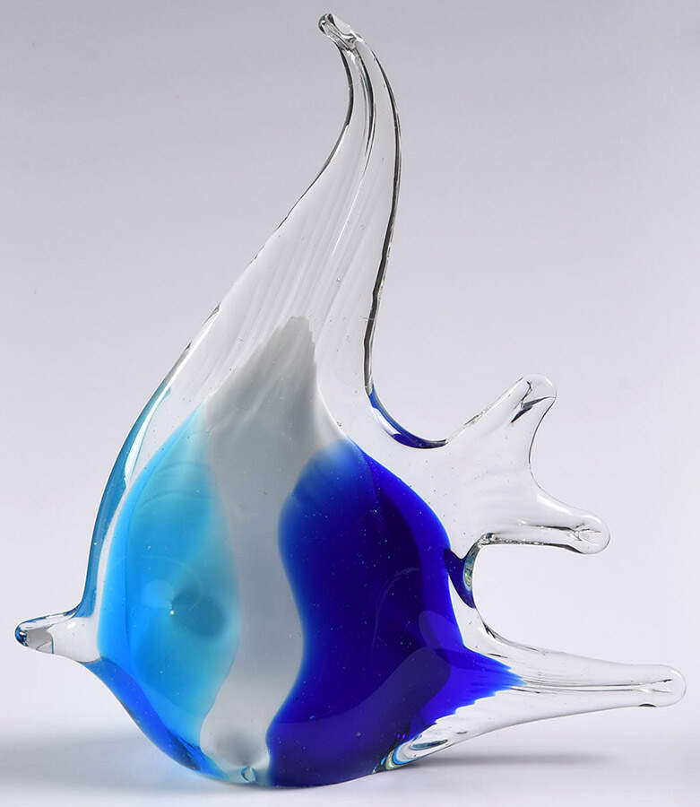 Murano Figurines Angelfish - Blue/White - No Box by Murano Glass-1