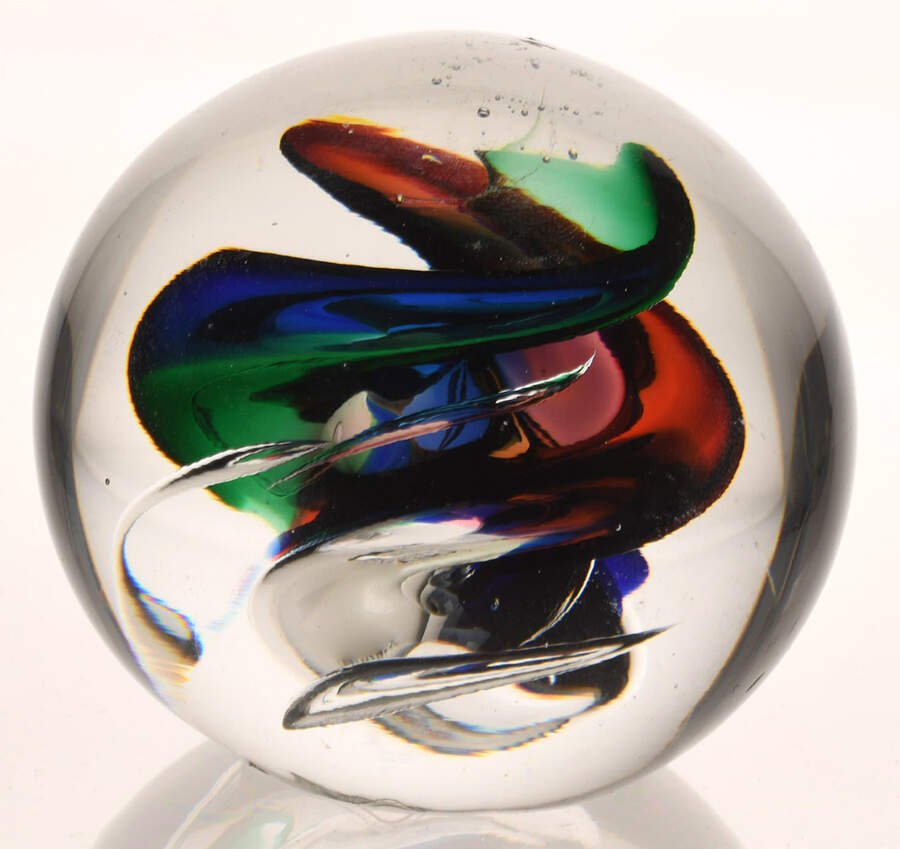 Murano Figurines Blue, Red, Green Swirl Paperwe - No Box by Murano Glass-1