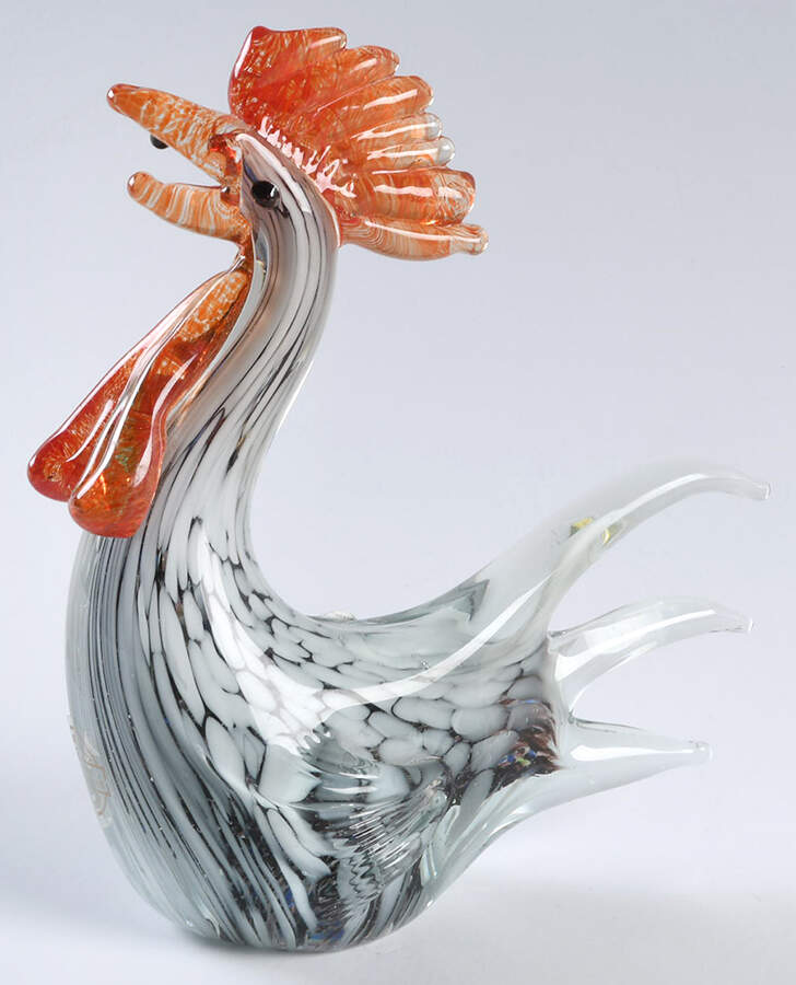 Murano Figurines Rooster-Gray - No Box by Murano Glass-1