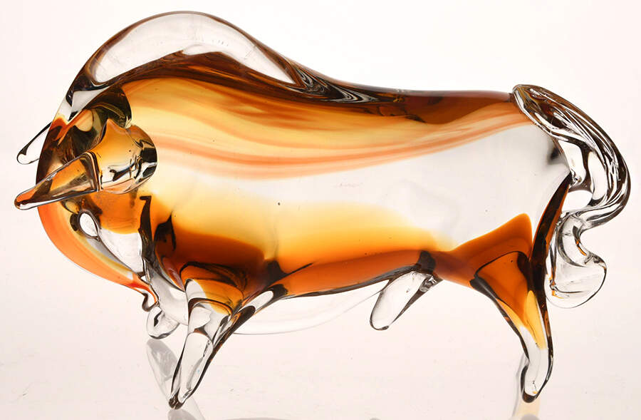 Murano Figurines Bull-Orange - No Box by Murano Glass-1