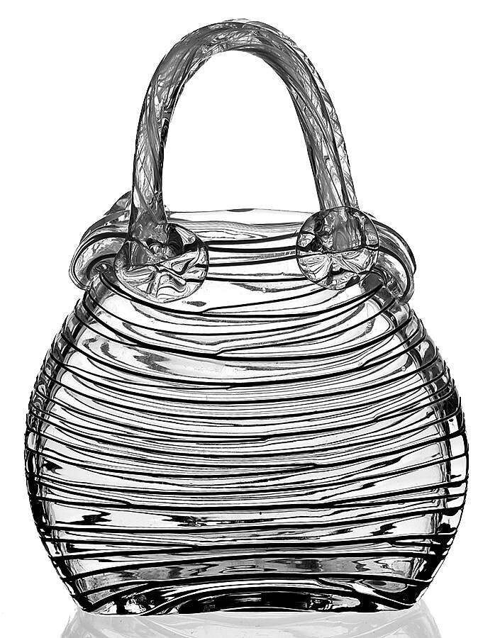 Murano Figurines Handbag-Black & White Striped - No Box by Murano Glass-1