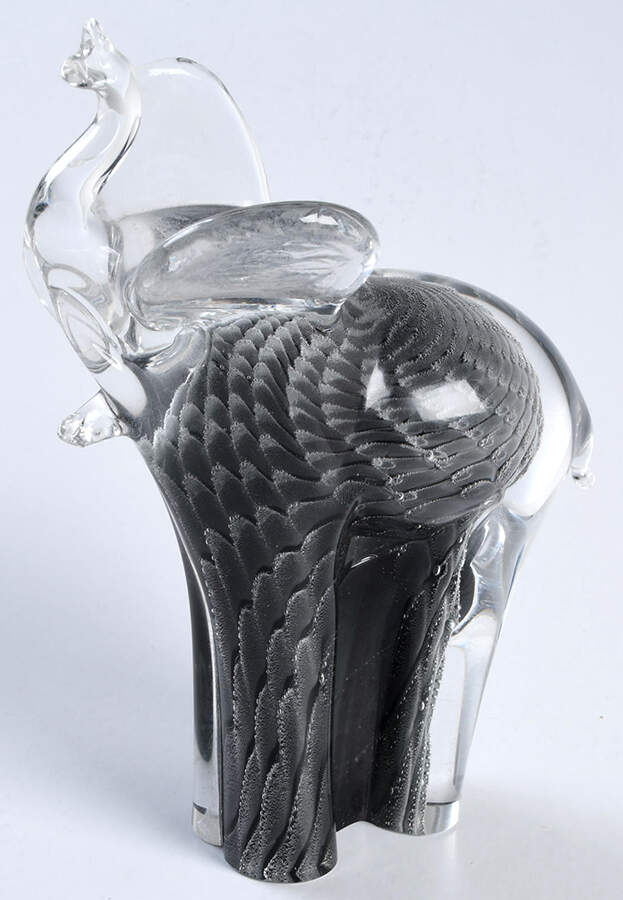 Murano Figurines Elephant -Black & Silver Fleck - No Box by Murano Glass-1