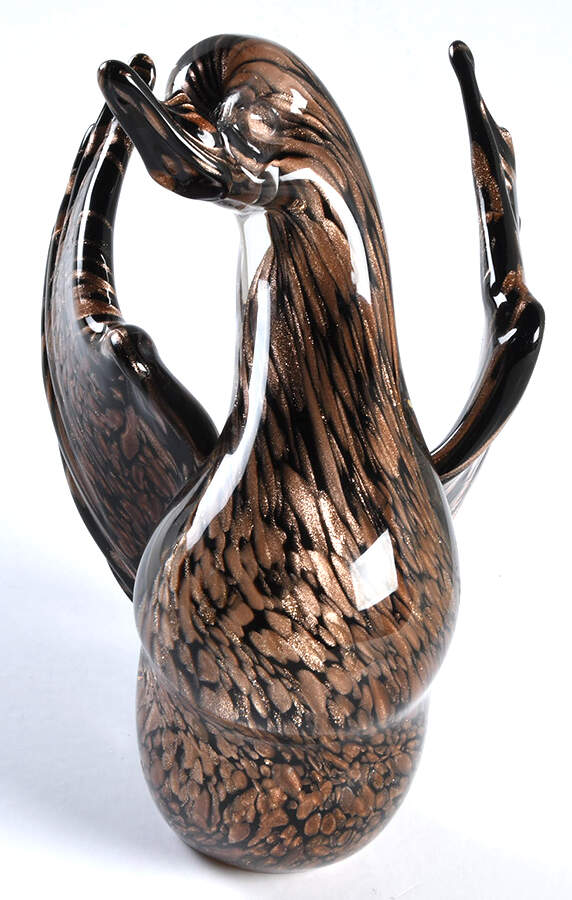 Murano Figurines Duck-Black & Copper Fleck - No Box by Murano Glass-1