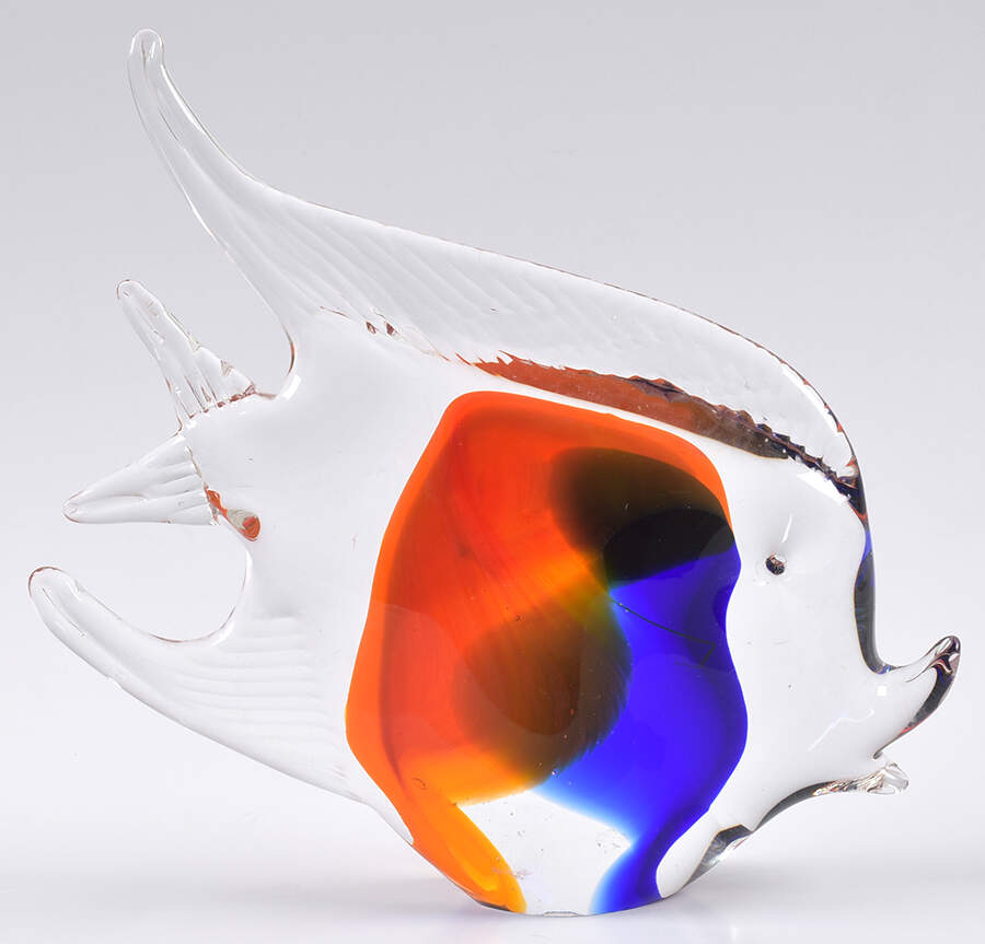 Murano Figurines Angelfish-Blue/Orange/Clear - No Box by Murano Glass-1