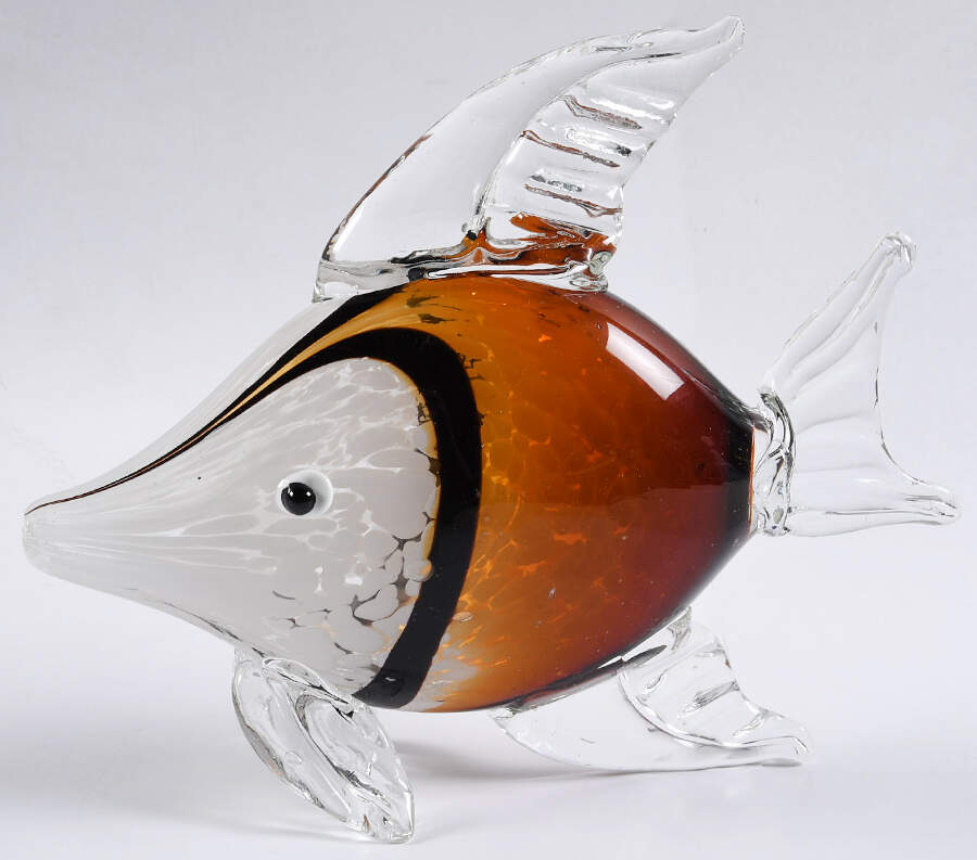 Murano Figurines Large Tan And White Fish - No Box by Murano Glass-1