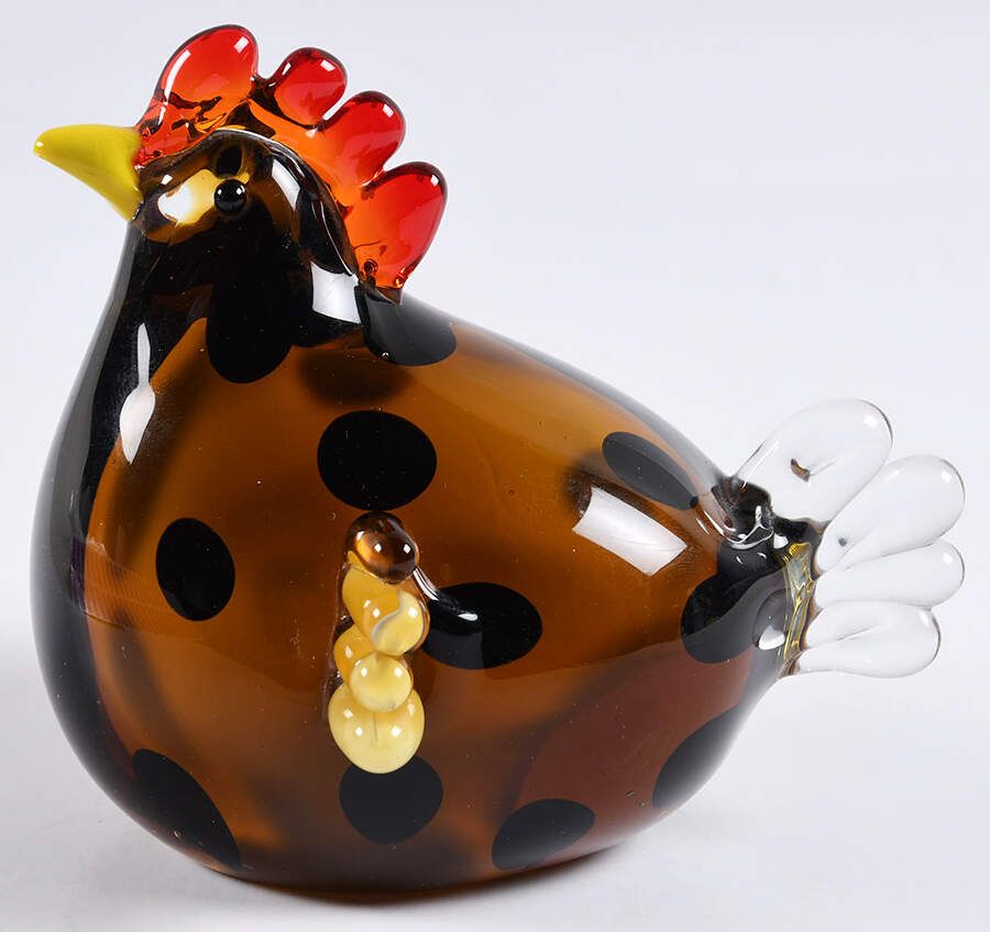 Murano Figurines Brown Spotted Chicken - No Box by Murano Glass-1