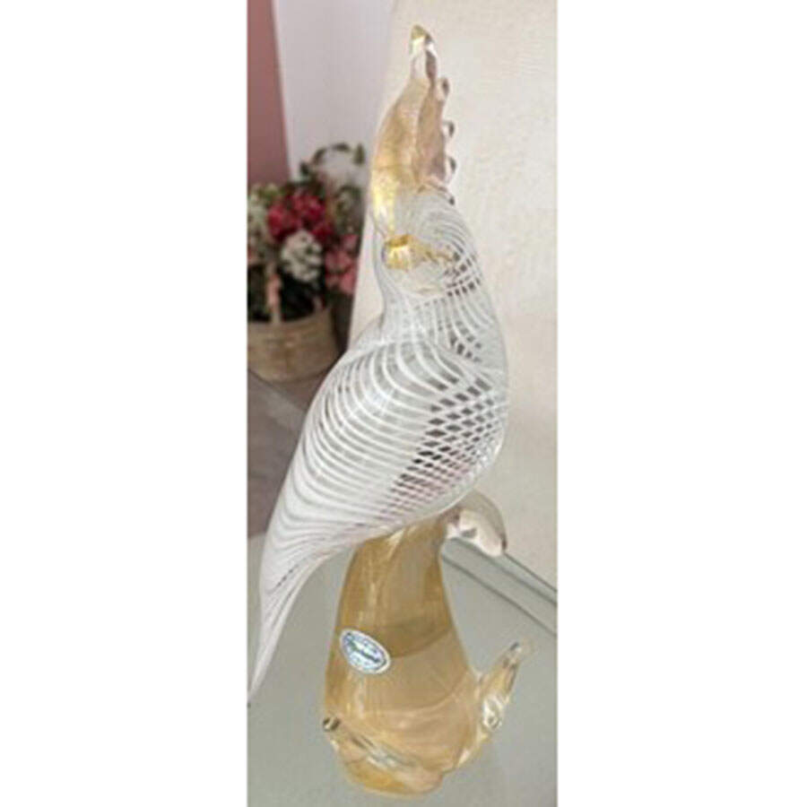Murano Figurines Cockatoo-Gold And White - No Box by Murano Glass-1
