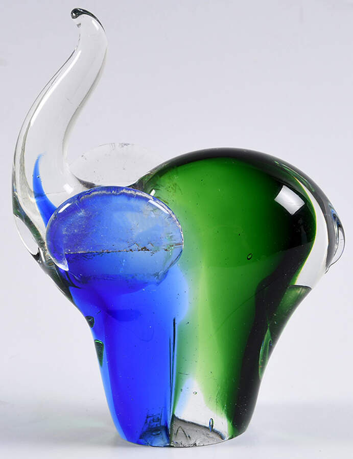 Murano Figurines Elephant Blue And Green - No Box by Murano Glass-1